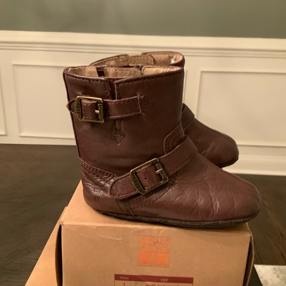Frye Baby zipper engineer bootie (dark brown)